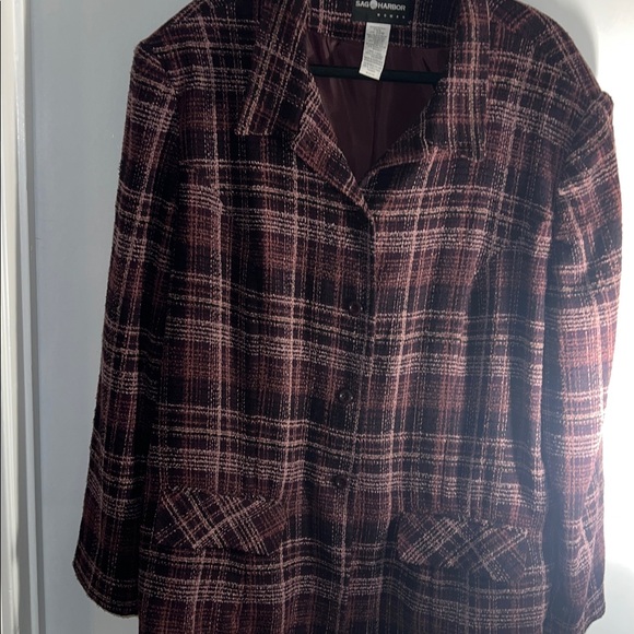 Sag Harbor Women's Checkered Blazer - Purple and Black - Picture 3 of 4